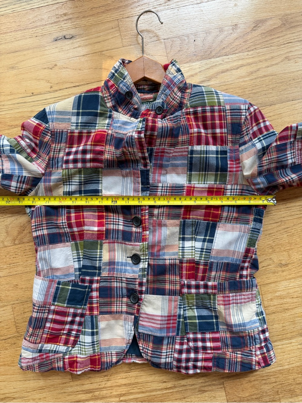 Vintage J. Crew Patchwork Plaid Blazer in Red, Navy & Green - Picture 11 of 13